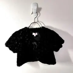 マザウェイズmotherways✨️ボレロ　ファー風　リボン　黒　130