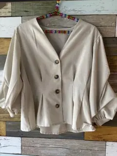 ベージュ バルーンスリーブ ブラウス M