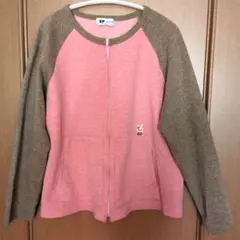 【KP Junior】ジップアップ　ピンク×ブラウン　うさぎ刺繍　150cm