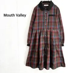【マウスバレー】シャツワンピース 古着 茶×赤 チェック柄 レトロ 膝丈