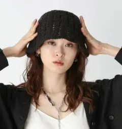 新品☆未使用☆JEANASIS☆ガラアソートクロッシェハット☆ブラック