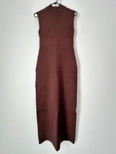 【美品】エイミーイストワール ノースリーブ ロングニットワンピース ブラウン