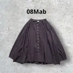 【 ゼロハチマブ】バンドカラーギャザーブラウス　ロングスリーブ ダークグレー　F