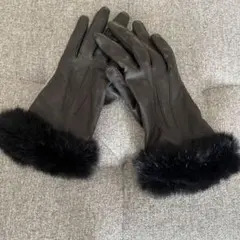 ロベルタレザー手袋 ファー付き 黒