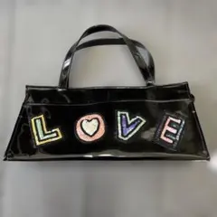 推し活　美品✨ハンドバッグ 黒エナメル　横長