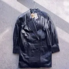 定価198,000円 イタリア羊革 ダブルレザーコート 黒　ブラック