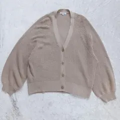 グローバルワーク ベージュ Vネック ニットカーディガン ボタン M
