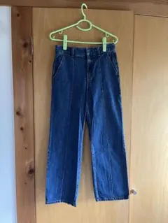 濃い青 ワイドレッグ デニムパンツ