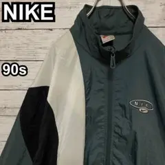 970【人気Lサイズ】ナイキ♤刺繍ロゴ　90s 銀タグ　ナイロンジャケット　希少
