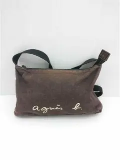 ★agnès b. ロゴキャンバスショルダーバッグ ブラック系