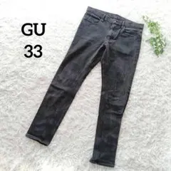 GU　ウルトラストレッチスキニージーンズ　ブラック　33　L　XL　メンズ392