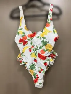 【新品タグ付き】FOREVER21 フルーツ柄 ワンピース水着フリルデザイン