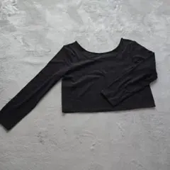 GU コットンブレンドリブ クロップドワイドネックT