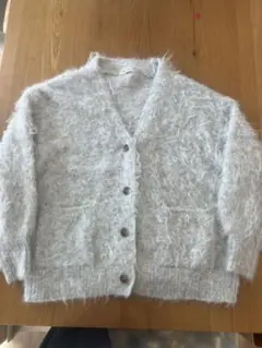 シャギーライトグレー カーディガン ファー風素材