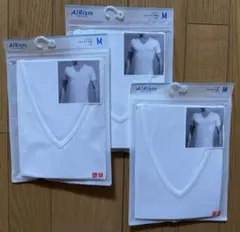 UNIQLO AIRism VネックTシャツ 3枚セット M ホワイト