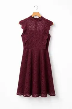 【Rire Fete】日本製 総レースワンピース ボルドー クリーニング済