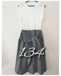 GU ノースリーブ ウエストリボン 切り替えロングワンピース M