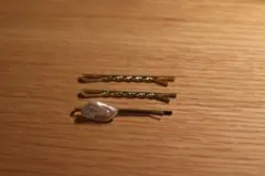 ゴールド ヘアピン 3本セット パール付き