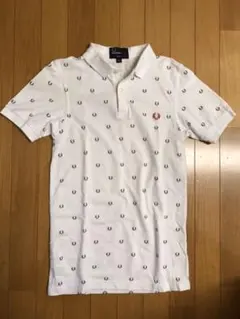 メンズ フレッドペリー  ポロシャツ ボーダー　白色　総柄