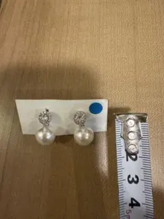 Refinado パールクリスタルドロップイヤリング