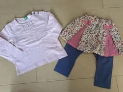 RAG MART⭐︎薄手ピンク長袖ロンT&スカート付きズボン⭐︎90cmのサムネイル