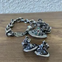 値下げ ヴィヴィアン オーブ ピアス ブレスレット セット ガンメタ