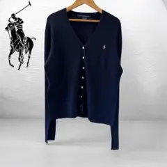 Ralph Lauren Sport ニットカーディガン ネイビー ピンク　Lのサムネイル