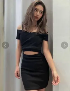 GYDA オフショルダー ミニワンピース ブラック