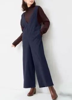 ジーユーGU ストライプ サロペット(ネイビー・Lサイズ)