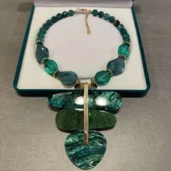 ヴィンテージ デザイン　アクセサリー　ネックレス　ターコイズ　グリーン　レトロ