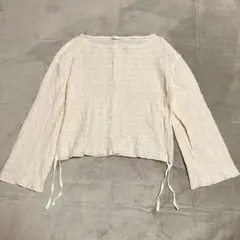 【ザラ】ホワイト 長袖 トップス M 裾にリボン付きでスタイリッシュ★