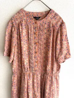 ◆ヴィンテージ古着◆桜色の総柄ワンピース レトロ　当時物　希少　ピンク