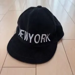 キッズ　コーデュロイ　ブラック　黒　帽子