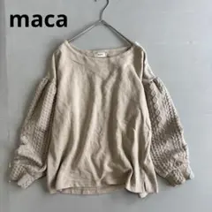 【マカ】長袖スウェット　ニットスリーブ　プルオーバー　クルーネック　綿（M）