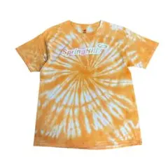 プリントTシャツ　タイダイ柄　Hanes製 コットン　オレンジ　L 古着　8Sa