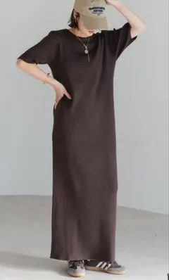 ♩新品未使用♩ BONJOURSAGAN ハーフスリーブリブニットワンピース