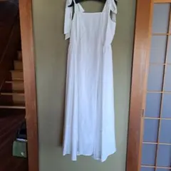 プロポーションボディドレッシング白肩リボンM キャミワンピース ロング丈