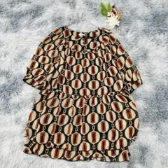 Weaver ウィーバー (M) 幾何学柄ひざ丈ワンピース 総柄 ゆったり個性派