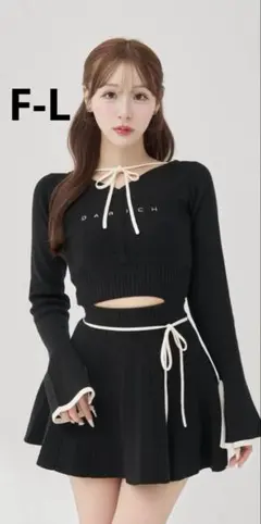 Darich リボンデザイン ブラックミニワンピース