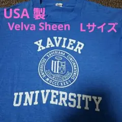 USA製 Velva Sheen カレッジTシャツ Mサイズ 青 ブルー