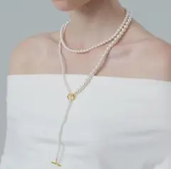 ロング パールネックレス 結婚式 2連 3連 Y字 冠婚葬祭 自由 韓国 上品