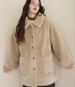 【値下げ】OLUN オルン　きりまる　ルーズ2wayボアコート　ブラウン　S loose 2way boa coat/ルーズ2wayボアコート（その他アウター）｜OLUN