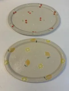 【新品未使用・値下げ】中村佳菜子　陶器　オーバル皿　プレート　さくらんぼ　レモンのサムネイル