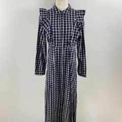 ZARA WOMAN ザラウーマン シャツワンピース チェック柄 フリル ロング