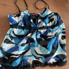 Y2K Pink Mix キャミソール ブルー系 総柄 レースのサムネイル