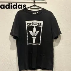 adidas アディダス トレフォイル Tシャツ 黒 L ロゴ