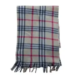 チェック柄フリースマフラー ベージュ