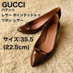 グッチ ハイヒール マーモント GG チャンキー レザー 本革 39 25cm