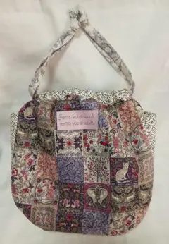 巾着バッグ ③ マチ「リバティプリント」ハンドメイド