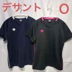 デサント VネックゲームTシャツ 2枚セット Ｌサイズ ネイビー ブラック